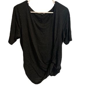 Lane Bryant Black Sparkle Ruched & Knot Detail Top - Plus Size 18/20